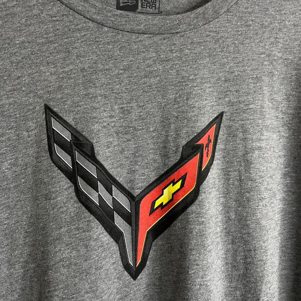 C8 Corvette Long Sleeve New Era T-Shirt Gray Logo Mens Pullover Sz 2XL - Picture 4 of 7